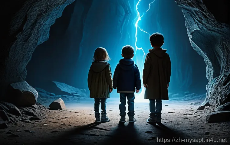 신비아파트 시리즈별 명대사 - **Prompt 1: Courageous Stand Against the Unknown**
    Generate an image of a diverse group of four ...