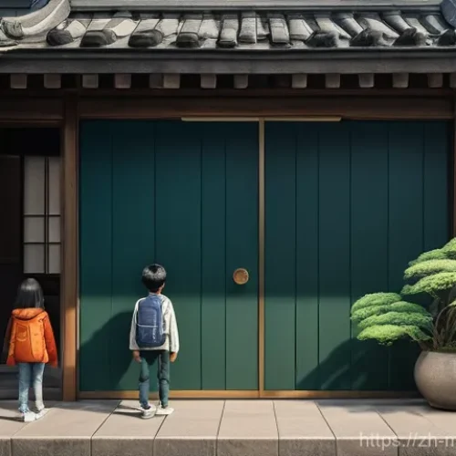 신비아파트 시청 포인트 정리 - A captivating, high-resolution anime-style illustration depicting two young children, a courageous g...