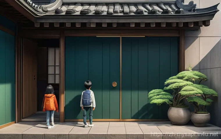 신비아파트 시청 포인트 정리 - A captivating, high-resolution anime-style illustration depicting two young children, a courageous g...