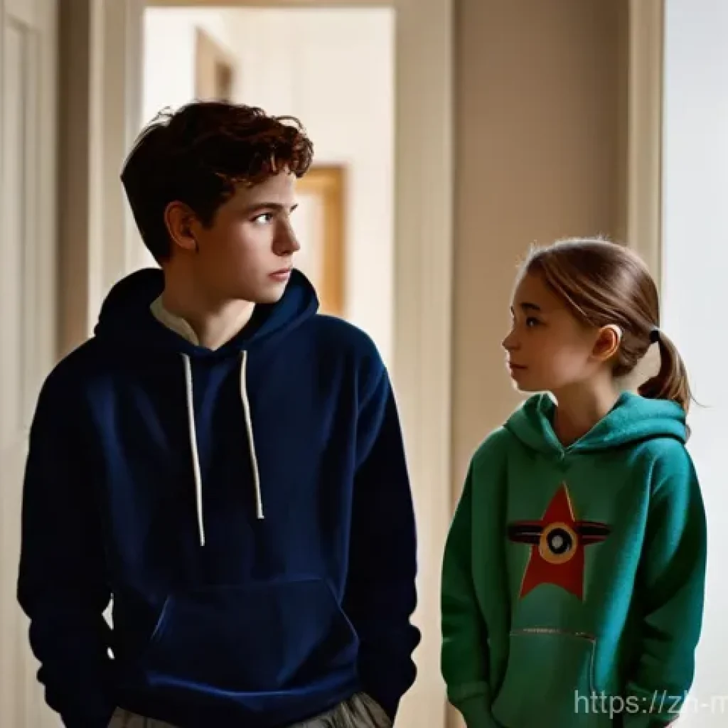 신비아파트와 심리학의 접점 - **Prompt:** A curious young boy and a brave young girl, reminiscent of Harry and Doori, stand in a d...