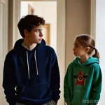 신비아파트와 심리학의 접점 - **Prompt:** A curious young boy and a brave young girl, reminiscent of Harry and Doori, stand in a d...