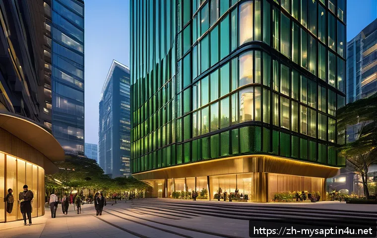 신비아파트 제작자의 의도 - A stunning modern skyscraper inspired by a traditional treasure chest shape, featuring smooth golden...
