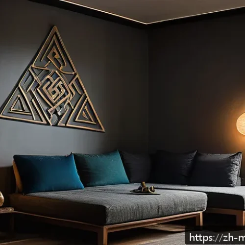 신비아파트 오컬트 요소 분석 - A dimly lit modern apartment corner featuring ancient mysterious symbols painted on the walls, inclu...